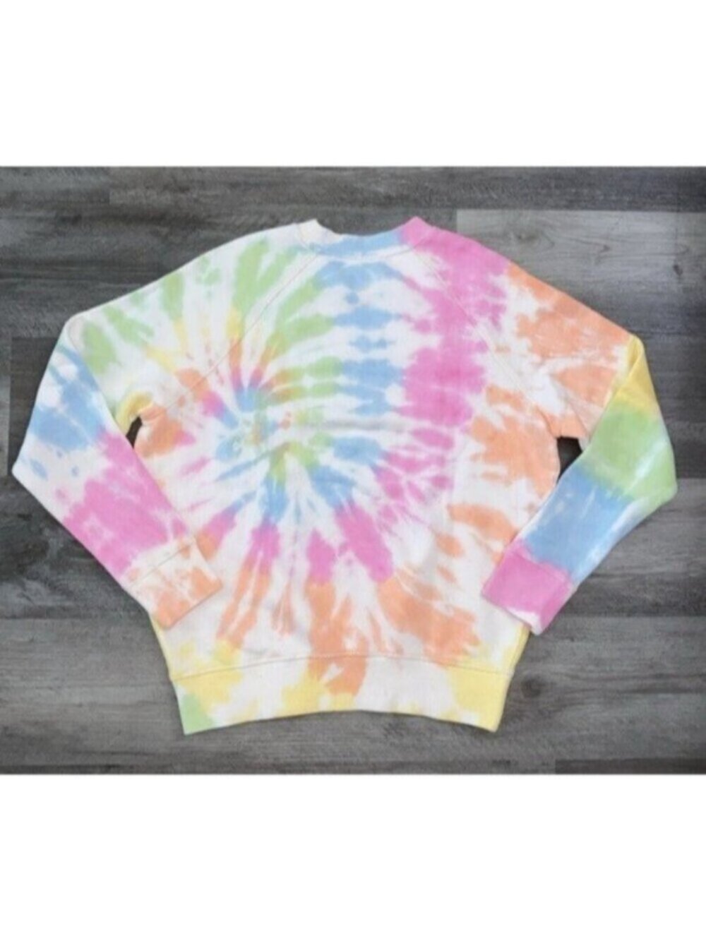 Spiritual Gangster Sweatshirt Womens Medium White Tie Dye Happy Cotton Raglan - Picture 4 of 11